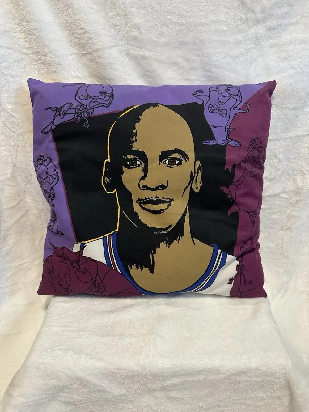 Micheal Jordan Space Jam Throw Pillow Looney Tune Squad Bugs Bunny Bed 90’s
